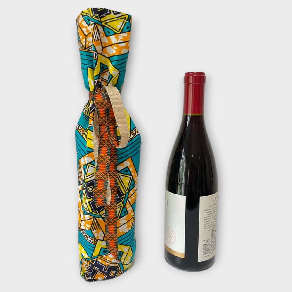 Ankara Bottle gift bag made from dutch wax fabric, wine bag